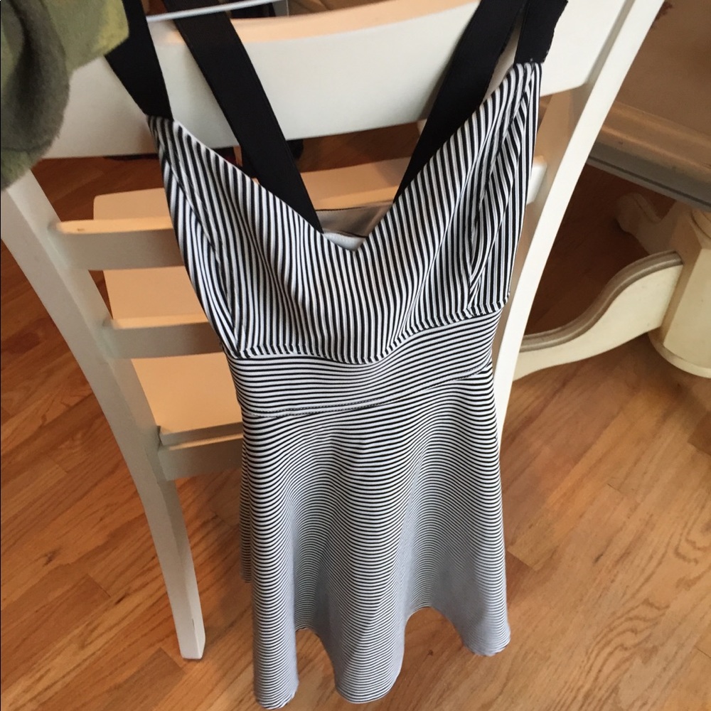 Black and white striped fitted dress!